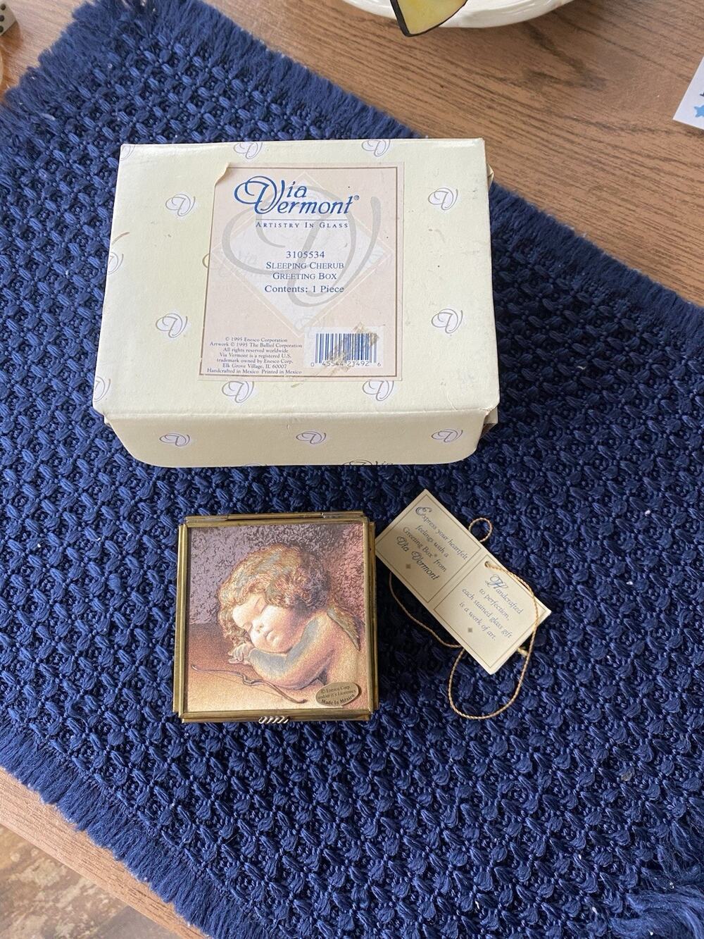 Vintage Enesco Angel Box 3” Holographic Cherub with original box and tags